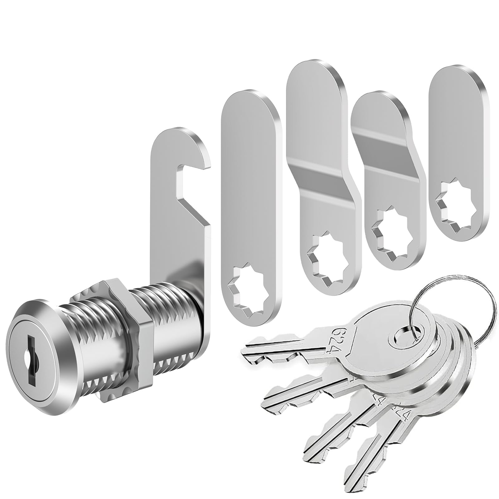 VOCIBO® Letterbox Lock, 4 Keys, Comes with 5 Different Lock Plates, 30 mm, Locker Lock, Diameter 18 mm, Drawer Lock, Lever Lock for Letterboxes, Cabinet Doors — image 1