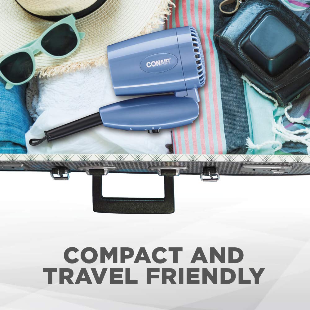 Conair 1600 Watt Compact Hair Dryer with Folding Handle, Dual Voltage Travel Dryer: Beauty