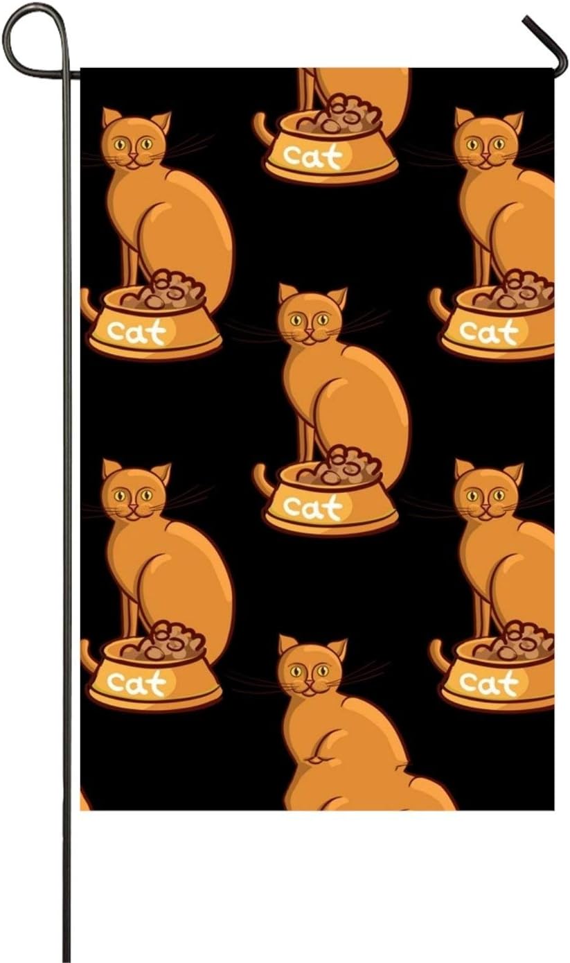 HOOSUNFlagrbfa Cat with Bowl Double-Sided Appliqu¨¦ Garden Flag-12 W by 18¡H-Outdoor Flag