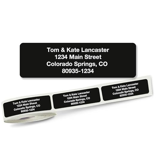 Solid Black Rolled Address Labels Roll of 250 Office