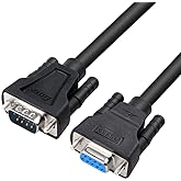 DTECH 2m DB9 RS232 Serial Cable Male to Female Computer Monitor Cable 9 Pin Null Modem Extension Cord for PC Data Communication（6feet,Black