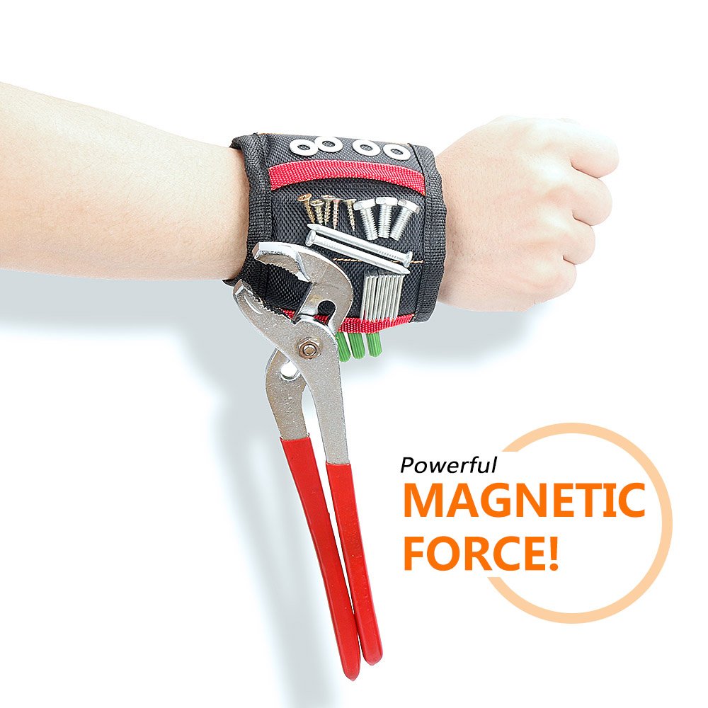 Magnetic Wristband with Strong Magnets for Holding Screws Nails Drill Bits - DIY Handyman Electrician Repair Tools