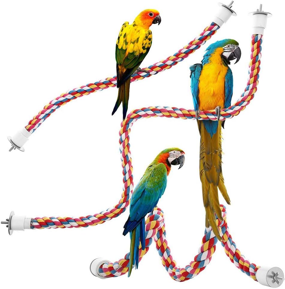 Coherny Parrot Toy Supplies Colorful Bird Rope Perches Bite Toy Comfy Perch Parrot Toys Climbing Rope for Cotton Bungee Bird Toy Perches Cage Accessories