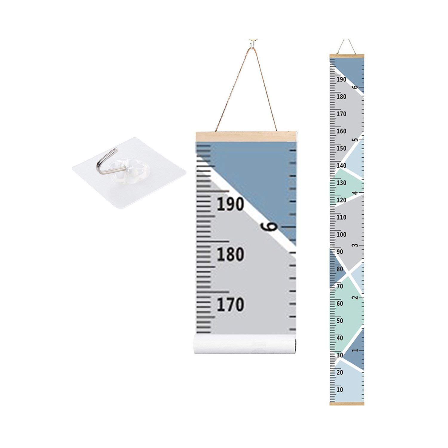 bingolar Kids Growth Chart, Children Height Chart Growth Wall Chart Height Wall Chart Art Hanging Rulers for Kids Bedroom Nursery Wall Decor Removable Height and Growth Chart(Blue 7.9 x 79in)