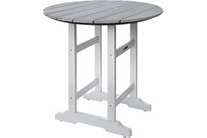 YUSSJI Patio Bar Tables, Weather Resistant 35" Round Outdoor Bar HDPE High Adirondack Side Table Plastic Height Table Pub for Balcony, Garden, Pool, Backyard, Fire Pit, Lawn, Apartment (Grey)