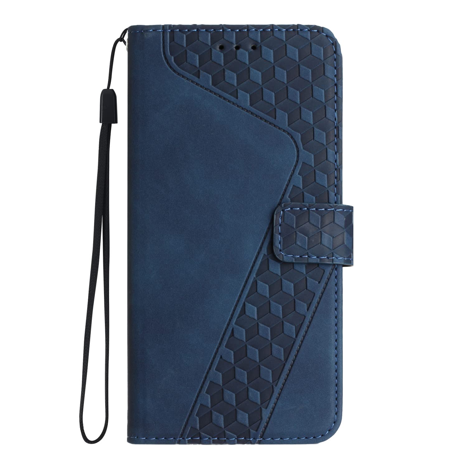 Motorola G62 Case Shockproof Geometric Pattern with Credit Card Holder Stand Leather Flip Folio Wallet Book Protective Folding Cover for Motorola Moto G62 Phone Case for Men Women - Blue
