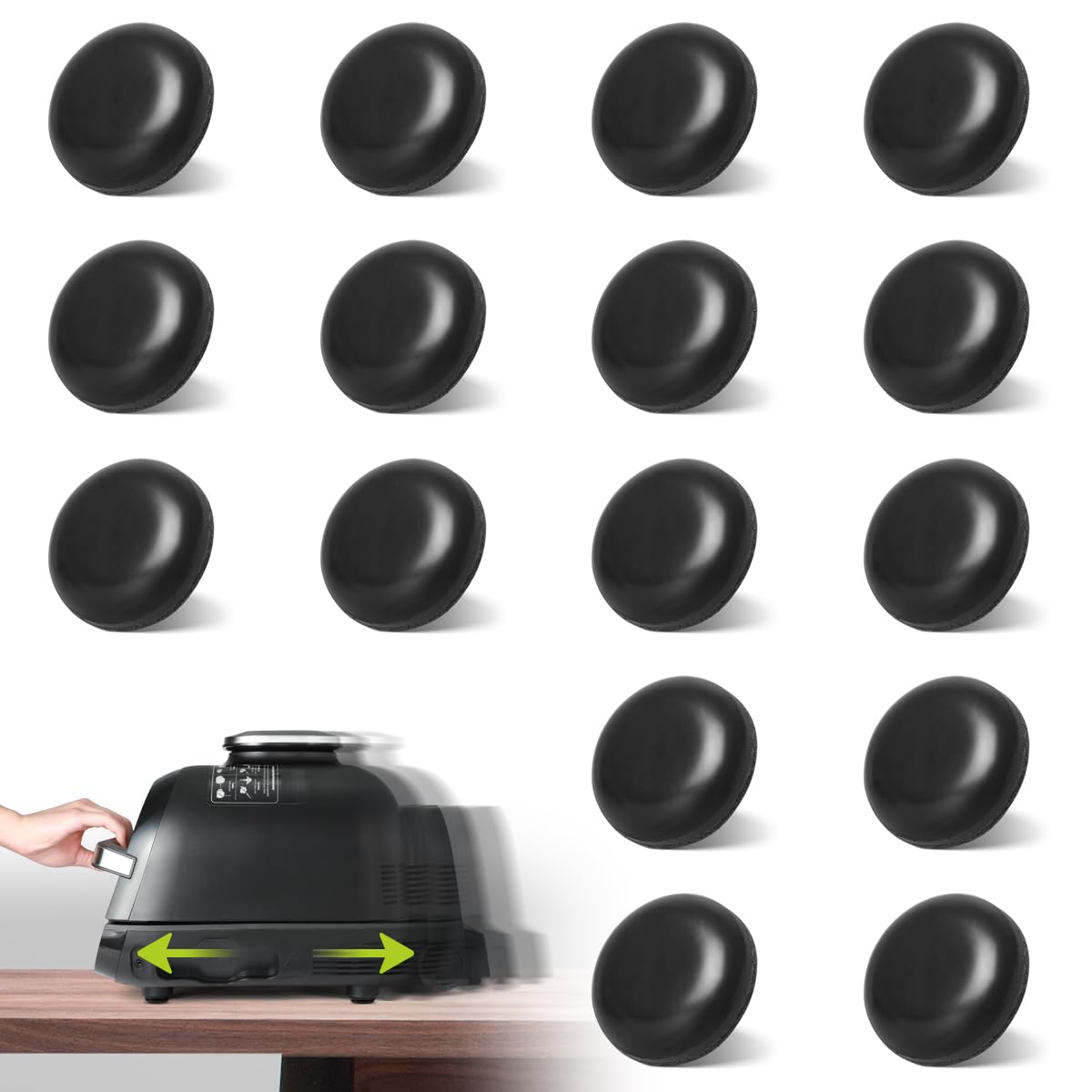 Photo 1 of Aieve Black Appliance Slider, 16 Pcs Self Adhesive Appliances Sliders Countertop Caster Wheels, Kitchen Essentials Organization Home Must Have Gadgets