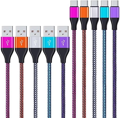 Galaxy Note 8 Cable, Samsung S8 Cord, MakNew 5-Pack 6Ft USB Type C Cable Nylon Braided C Cord Charging Cable Fast Charger Cords for Galaxy S8 Plus,LG G6 G5 V30 V20,Huawei P10 P9 and More USB C Cables