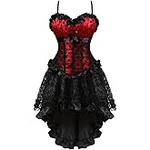 Kranchungel Corset Dress Halloween Costumes: Women Steampunk Corset Skirt Renaissance Corset Dress Burlesque for Themed Party
