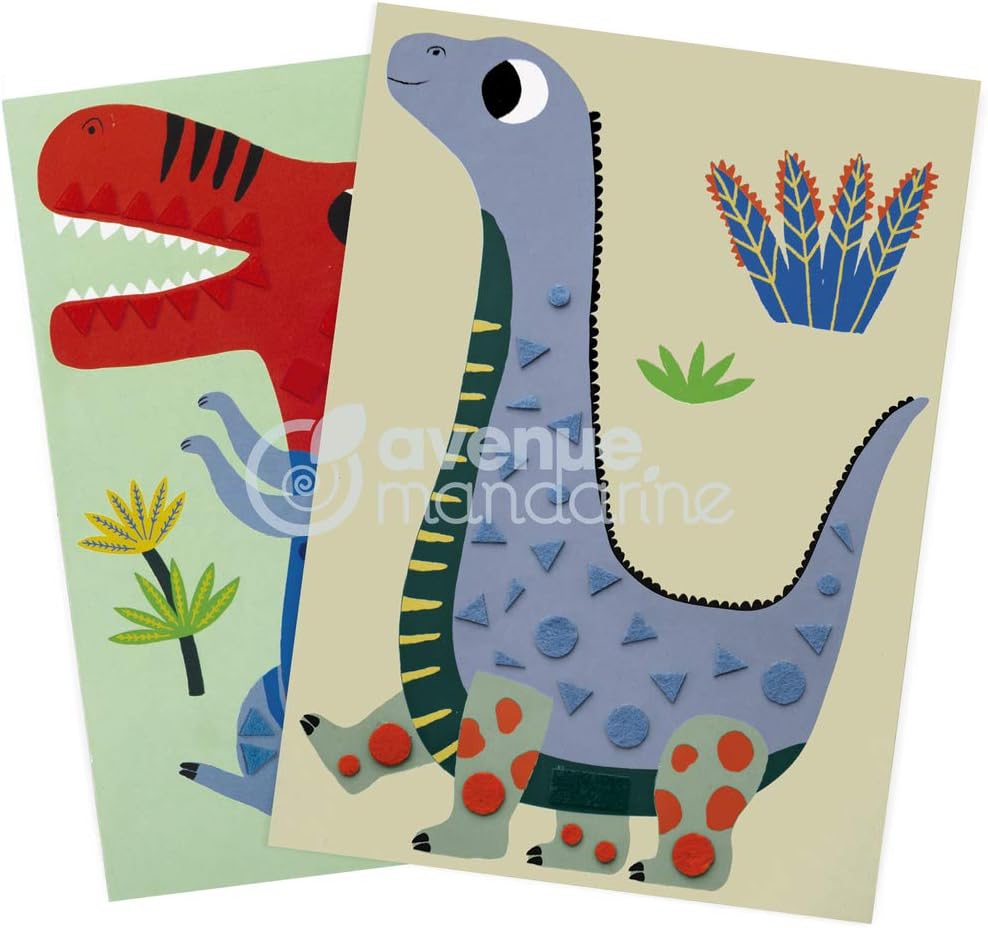 Avenue Mandarine, Ref KC091C, Felt Mosaic Dinosaur Boards Activity, 4 Dinosaur Cards, 15 x 21cm - Image 3