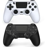 Wuthur 2 Pack Wireless Controller Compatible with PS4 / Pro/Slim (Black &amp; White)