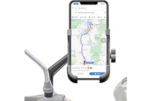 Homeet Motorcycle Phone Mount for Rearview Mirror, Metal Motorbike Phone Holder Smartphone Holder Mount 360° Rotation Adjustable, Universal for 6mm-10mm Diameter Scooter Motorcycle Mirror