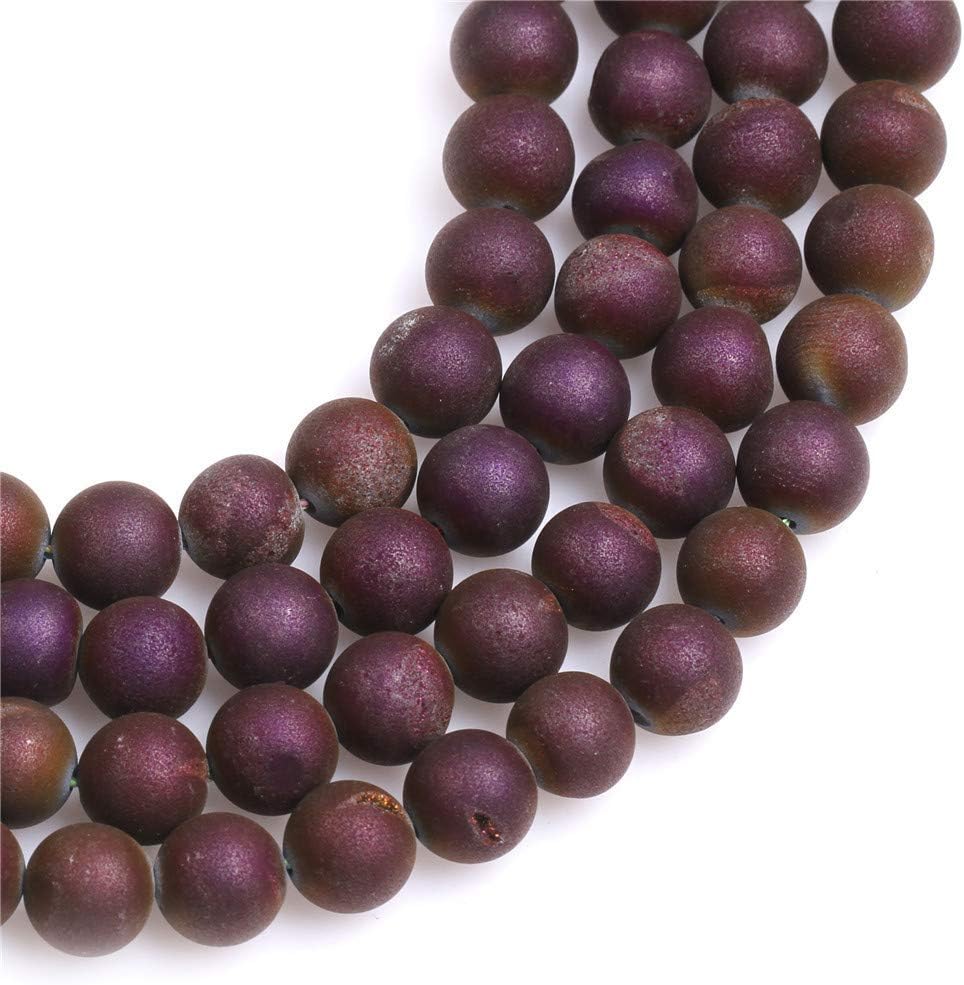 10mm Vine Red Druzy Drusy Metallic Coated Agate Gemstone Round Loose Beads for Jewellery Making DIY Handmade Craft Supplies 15" - Image 4