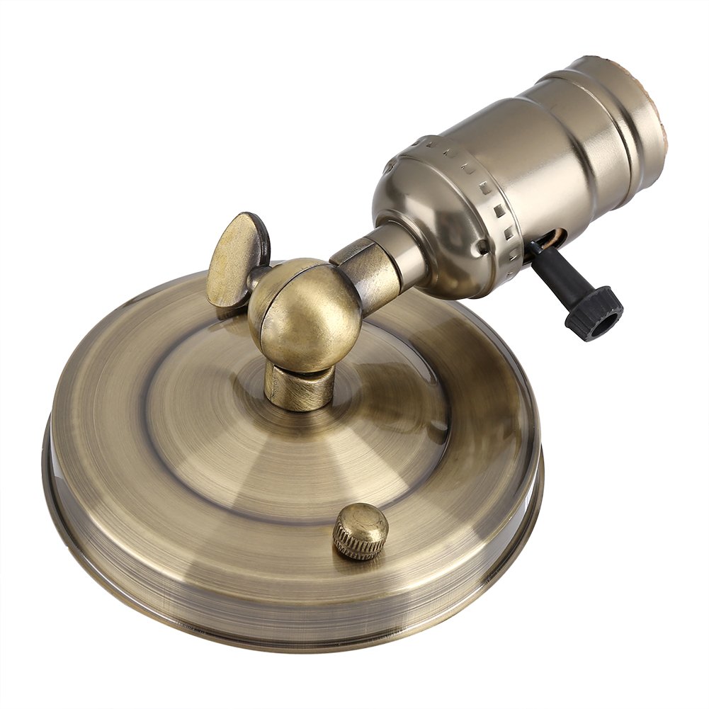 GOTOTOP Vintage Wall Light Holder, E27 Edison Retro Metal Wall Lamp Light Fixture with Switch for Home Use and Decoration 220V(Dark_Bronze)