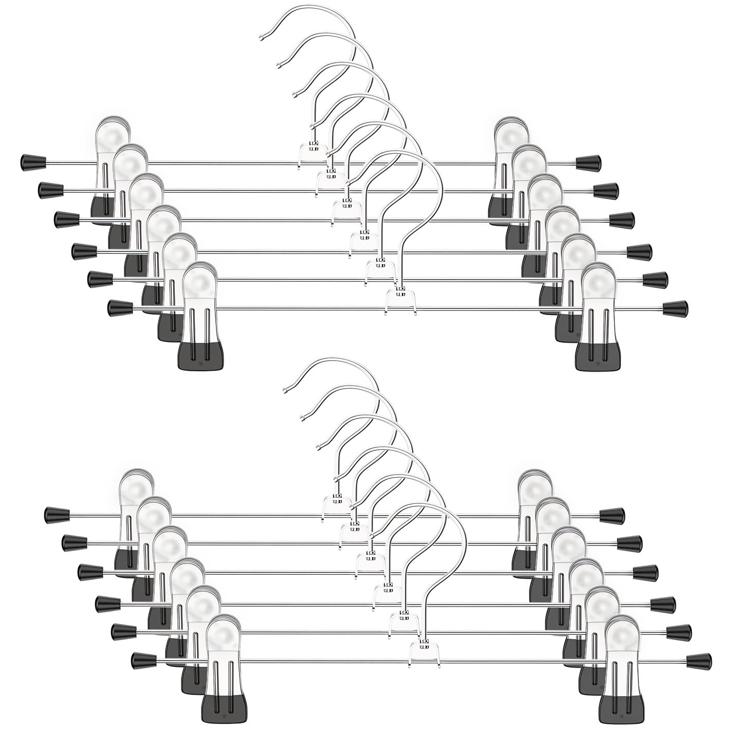 KiGesYo ズボンハンガー スカートハンガー クリップ 洗濯 ハンガー 保護ラバーで傷つかず 360度回転 サイズ調整可 12本セット 幅30cm商品画像