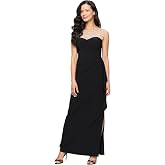 Alex Evenings Women's Long Column Dress with Sweetheart Illusion Neckline