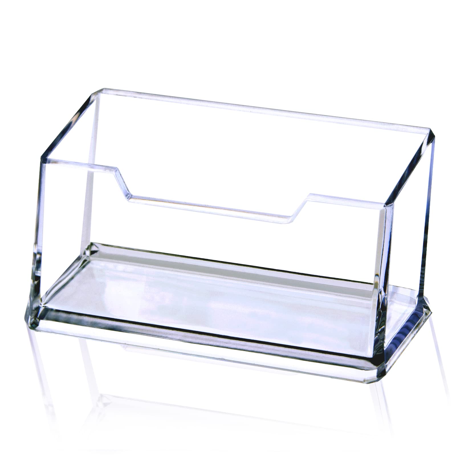 Meschett Clear Acrylic Business Card Holder, Name Card Organizer for Desk Fits 50 Business Cards
