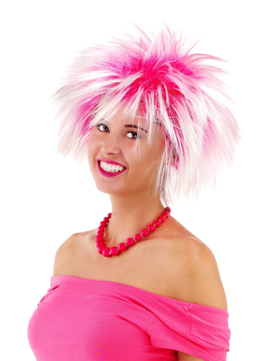 Folat - Pink Hair Wig with White Spikes - One Size