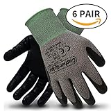 CustomGrips Cut Resistant Work Gloves. Span-Nylon Liner, Level 4 Abrasion Resistance, Nitrile Foam Palm Coated for Utility Grade. Superior Grip Power on Oily & Wet Environment. [Medium, 6 Pairs]