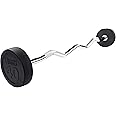 Body-Solid Rubber Coated Fixed Weights Curl Barbells - Weighted Bar for Weightlifting Exercise, Bodybuilding, Strength Training, Squat Rack & Bench Press