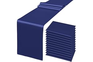 12 Pack Navy Blue Satin Table Runner 12 x 108 Inch,Long Smooth Silk Table Runners for Wedding,Banquets,Birthday Party,Graduat