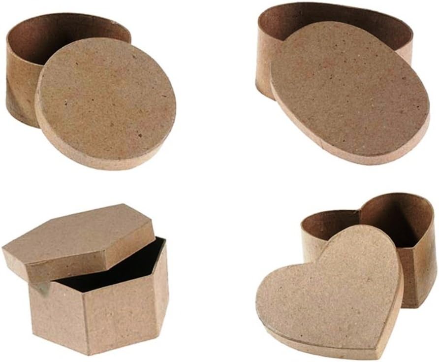 Caja de regalo de papel maché con tapa (4 piezas Paquete ...