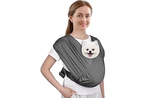 CUBY Swaddle Dog Sling Carrier for Small Dogs, Front Pet Sling Carrier Chest,Hands Free Adjustable Cat Sling Carrier Soft Cotton Reducing Pain Puppy Sling Carrier for Small Pet Up to 10lb (Dark Gray)