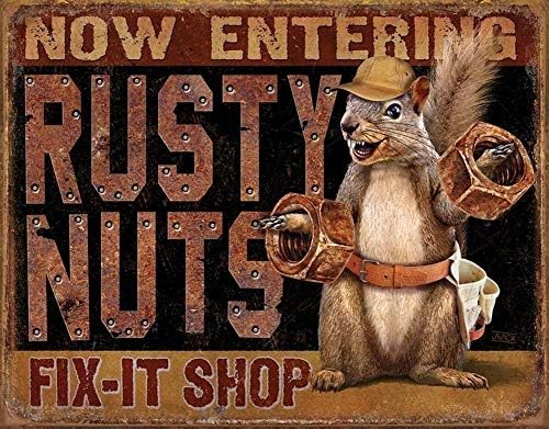 Darlene Rodrigueze Personalized Home Decoration Rusty Nuts Fix It Shop Tin Sign Wall Art Sticker 8"x12"