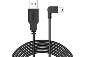 PIXELMAN Dash Cam Power Cord,11.5ft Long Mini USB Charging Cable for Garmin Nuvi GPS Mirror Cam,USB to Mini USB Car Camera Charger Wire 90 Degree Right Angle Mini-B Cord Adapter,Charger Cable for Garmin GPS