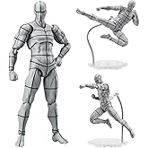 Ceenna Body Set, Action Figure Wireframe Adjustable Articulated Drawing Model Manikin Art Mannequin Figure for Artists Designers Sculptors Sketching Painting, Gray with Black Lines