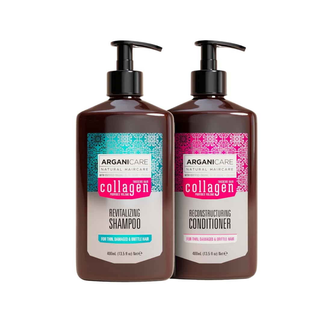 Arganicare | Duo Shampoo + Conditioner | With Collagen | Cleanses & Maintains Natural Moisture Level | Gives Volume to Your Hair | All Hair Types | 1x400 ML+ 1x400mL