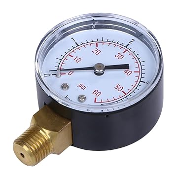 FLAWISH Pool Spa Filter Water Pressure Gauge 0-60 PSI Side Mount 1/4 NPT Pipe Thread