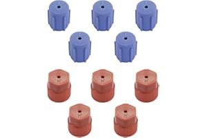 MLAHUIER 10PCS R134a Cap A/C Cap, 13mm & 16mm Air Conditioning Service AC System Charging Port Caps for Car Air-conditioning Replacement and Maintenance (5Red High & 5Blue Low)