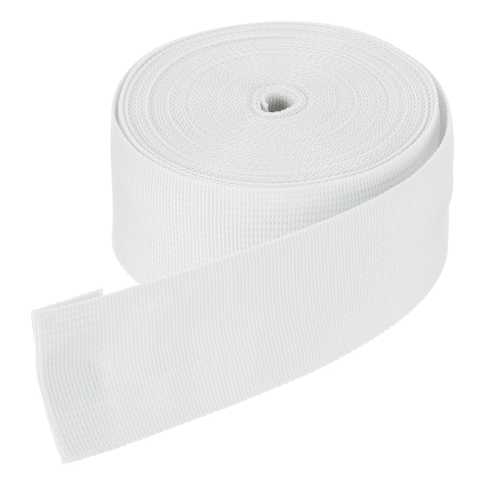 DMiotech 10 Yard x 2 Inch Width Nylon Webbing Strap Poly Flat Webbing Strapping for DIY Craft Backpack Strapping, Sewing, Outdoor Gear Repair, White