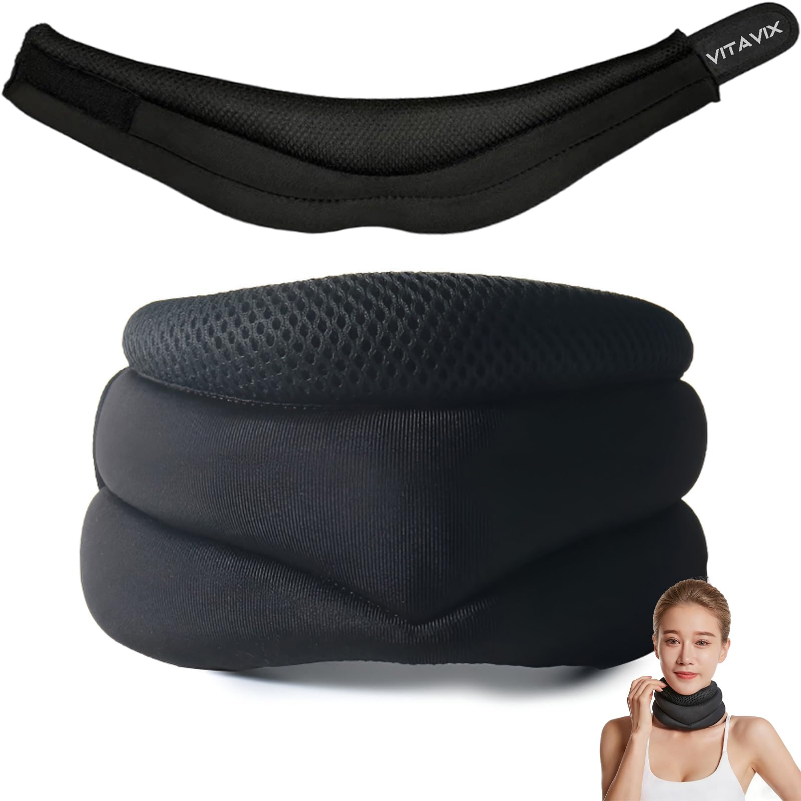 Photo 1 of VitaVix Neck Support, Anti-Forward Tilt Neck Traction Device for Neck, Ergonomic Neck Pain Relief Collar for Snoring, Fuyobiz Adjustable Soft Foam Support (Medium Size)