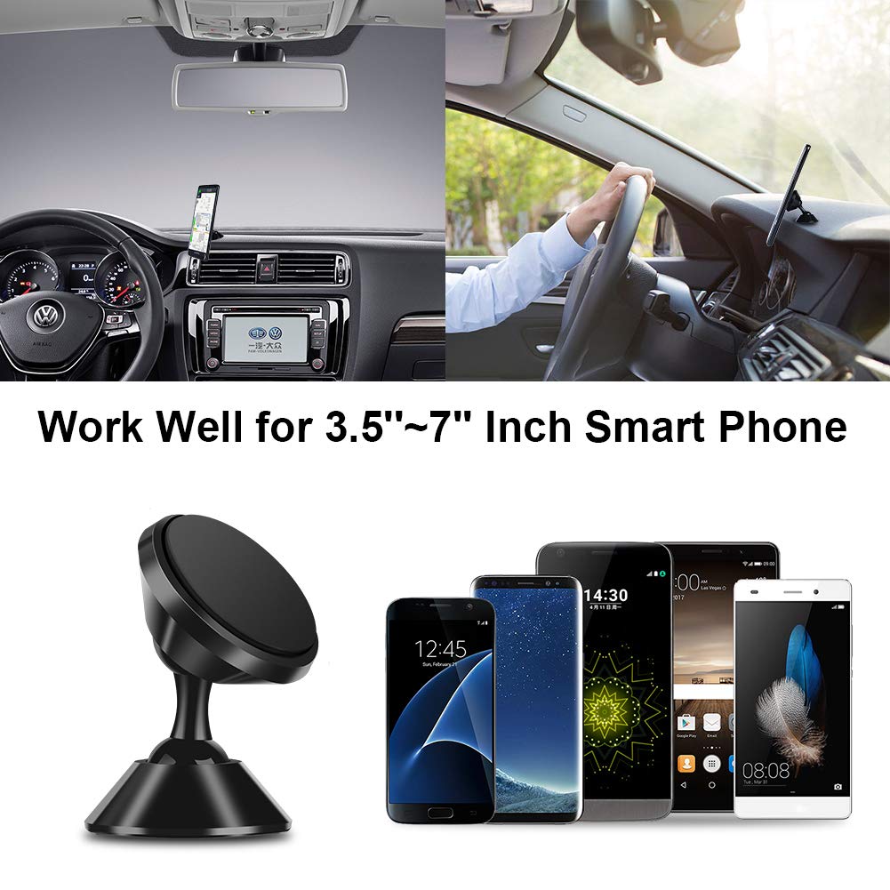 Universal Magnetic Car Phone Holder Mount Dashboard Compatible with iPhone Xs MAX/XS/ XR/X /8 Plus/8/7 Plus/7/6S, Samsung Galaxy Note 9/8/S9 Plus/S9/ S8 Plus/S8/S7 Edge and More