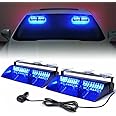 Xprite 2×11 inch High Intensity Blue 32 LED Emergency Strobe Dash Lights, Interior Windshield Flashing Police Light w/Suction Cups for Police Law Enforcement POV Vehicles Trucks