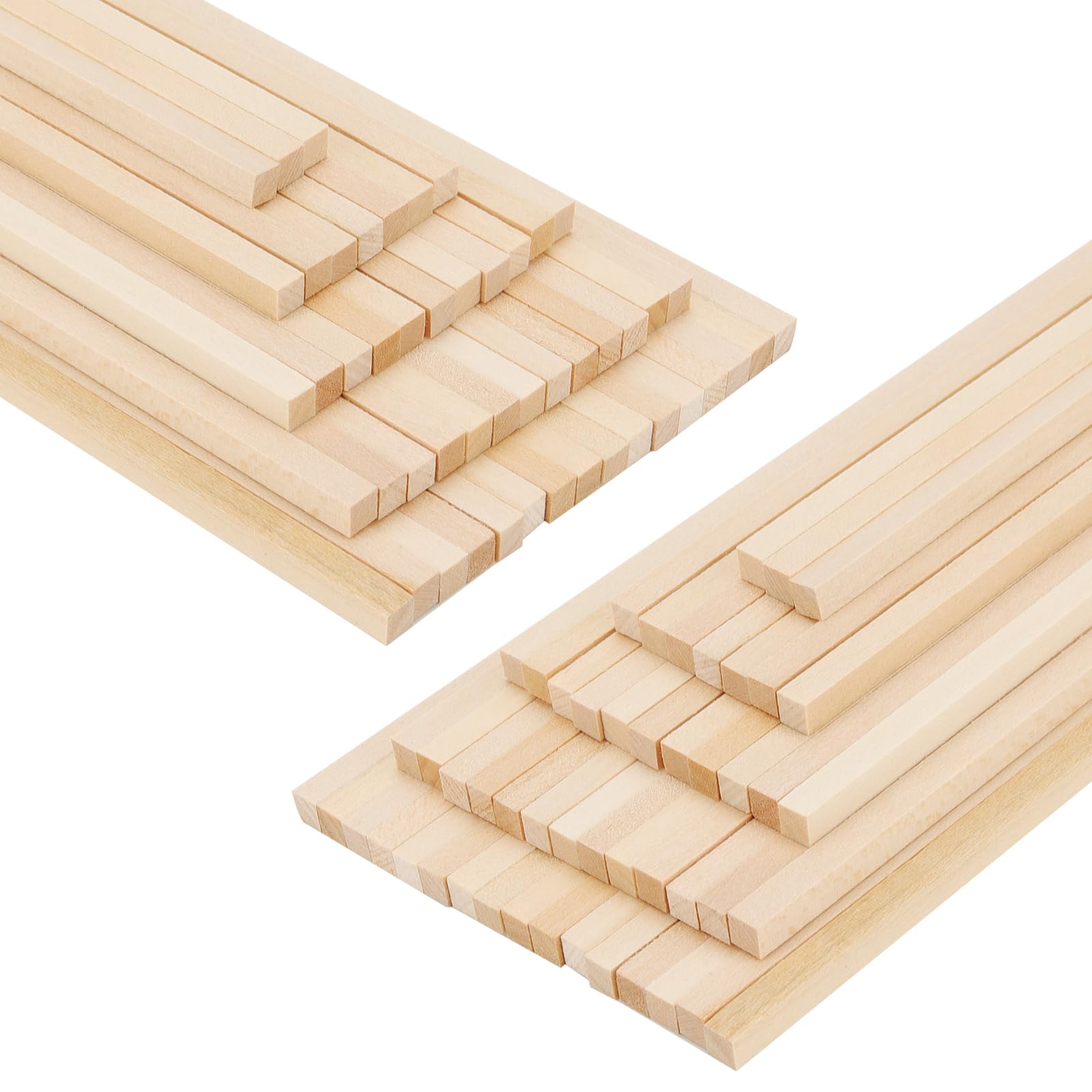 KEILEOHO 200 Pack 30cm x 5mm Square Wood Dowels Rods, 12 Inch Unfinished Wooden Strips, Square Wood Stick for Crafts Carving DIY Projects Decoration