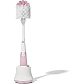 OXO Tot Baby Bottle Brush with Nipple Cleaner, Baby Bottle Cleaner, Blossom | Infant Bottle Brush With Stand, Deep Cleans Bottles And Nipples, Newborn Safe, Compact Stand, Bottle Cleaning Set