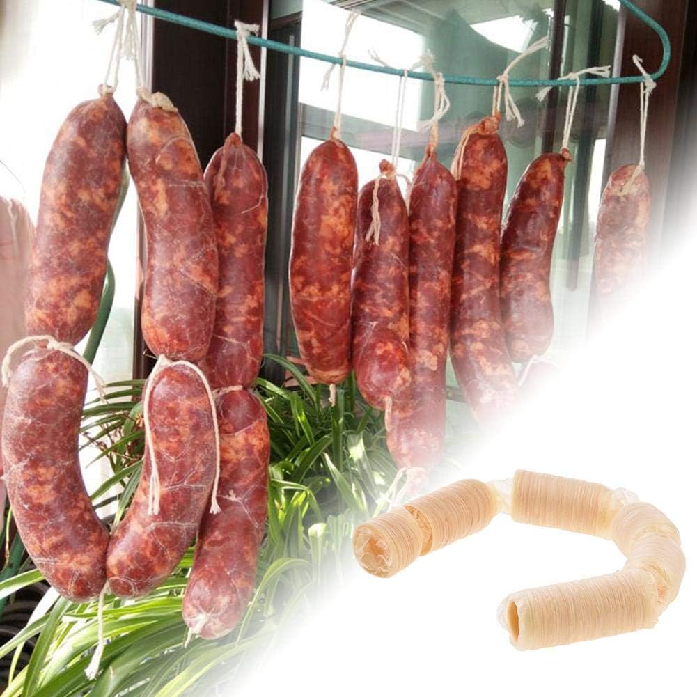 Stellat 26mm 14m Dry Sausage Casing Natural Edible Bovine Collagen Casing Sausage Maker Hot Dog Collagen Wrapping Roasted for Making Dried Sausage