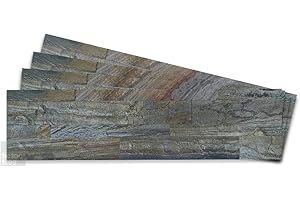 Tic Tac Tiles 4-Sheets Peel and Stick Self Adhesive Removable Stick On Kitchen Backsplash Bathroom 3D Stone Tiles (Tropical Brown)