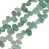 Adabele 15 Inch Natural Green Aventurine Gemstone Petal Keishi Loose Beads 10mm-20mm Free Form Gem Stone Drops for Craft Jewelry Making GZ6-14