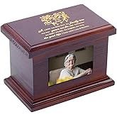 JOYSPARKING 5.5 Inches Small Wood Urns for Ashes, Funeral Memorial Urns with Photo Frame, Small Urns Keepsake Wooden Urns Box and Casket, Picture Frame Keepsakes Urns for Human/Pet Ashes-Tree