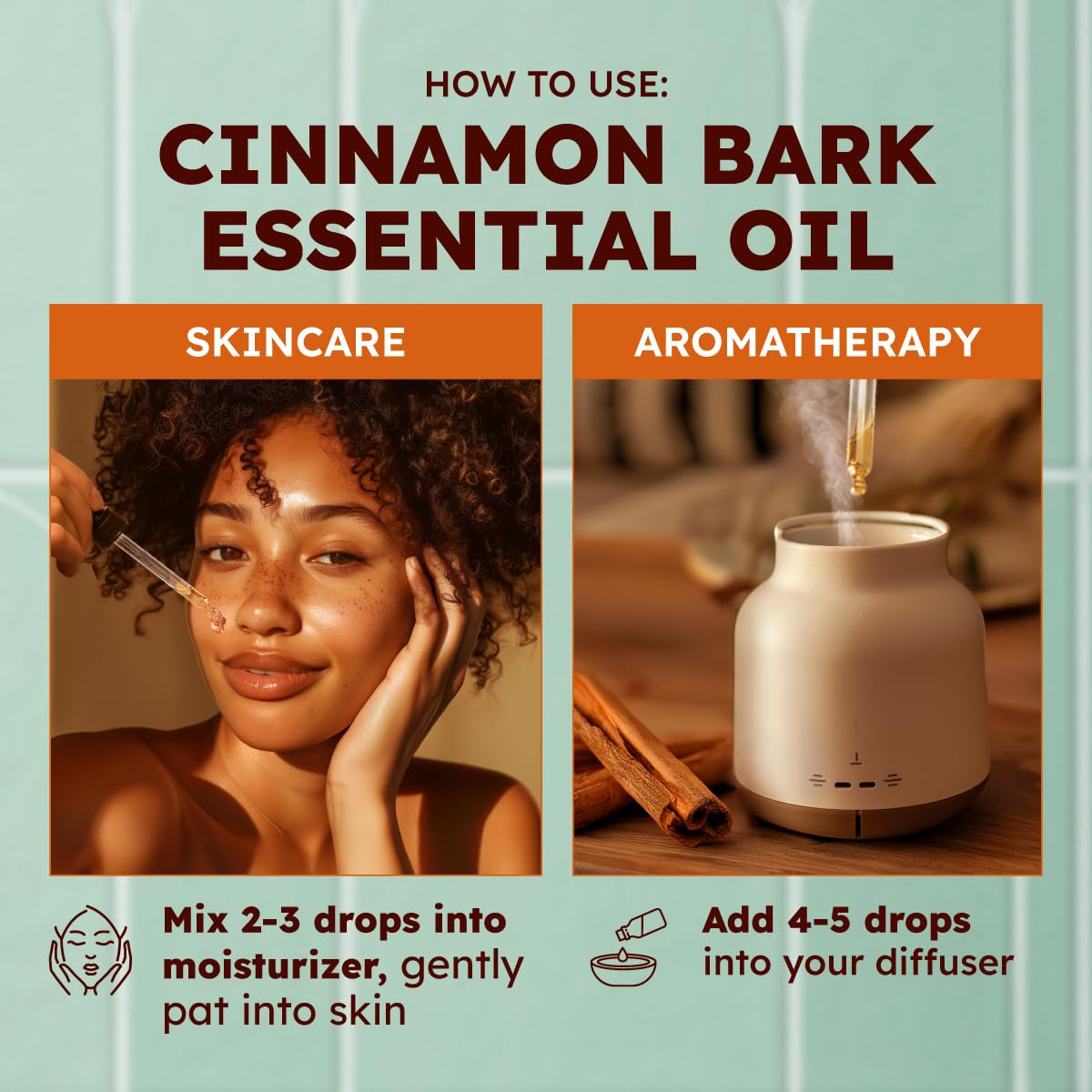 KUKKA Cinnamon Essential Oils - 4 Fl Oz - for Hair, Skin, Diffuser, Aromatherapy & DIY Soap Making Scent