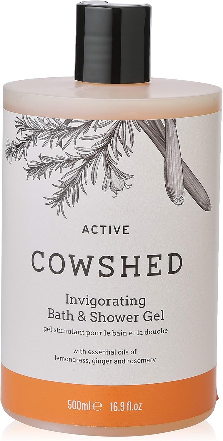 Cowshed Bath & Shower Gel 500ml | Active Invigorating Body Wash for Women & Men | Natural Body Wash, No Parabens | Hydrating Vegan Shower Gel with Lemongrass, Ginger & Rosemary