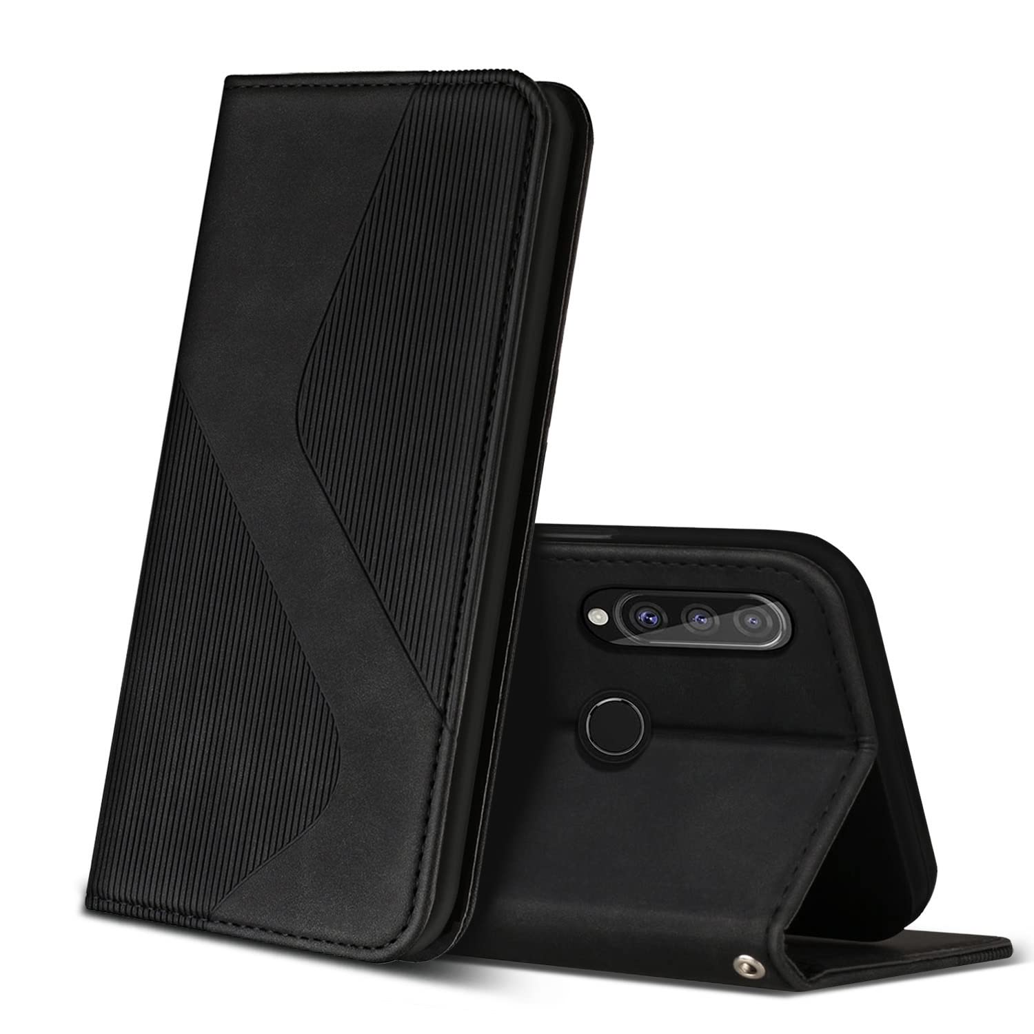 ZONNAVI Case Compatible with Huawei P30 Lite, Premium PU Leather Wallet Case with [Card Slots] [Viewing Stand], Shockproof Flip Cover for Huawei P30 Lite (Black) — image 1