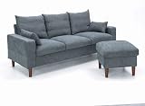 Panana Grey Fabric Corner Sofa 3 Seater with Ottoman L Shape Living Room Suite view 5