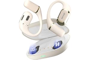 OHAYO Open Ear Headphones,Earbuds with Ergonomic Earhook,Bluetooth Headphones 5.4 with Smart Digital Display,40H Playtime,IPX6 Waterproof,Touch Control Earphones Fit Cycling,Running,Workout(Beige)