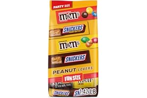 MARS M&M'S Chocolate Candy and SNICKERS Fun Size Peanut and Peanut Butter Choclate Variety Assortment Candy Packs , 22.66 Oz Bulk Bag