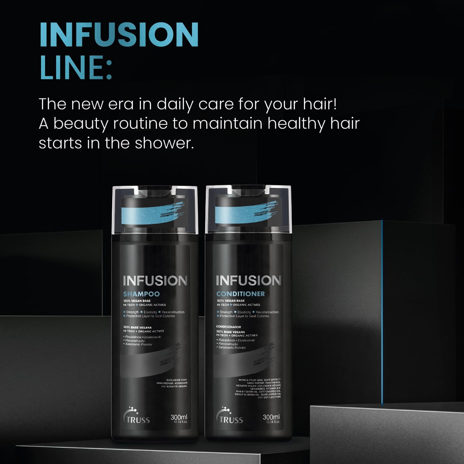 TRUSS Infusion Hair Conditioner - Restorative, Detangling Conditioner for Dry Hair - Softens, Hydrates and Delivers Strong Split End Repair - 100% Vegan Formula + Color-Safe (300 ml)